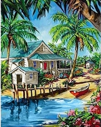 CARIBBEAN OASIS (Oáza v Karibiku)  - Diamond painting - 38 x 48 cm