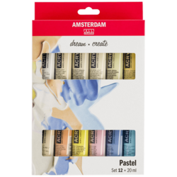 Royal Talens AMSTERDAM PASTELOVÉ ODSTÍNY - akrylové barvy v tubě - sada 12 x 20 ml