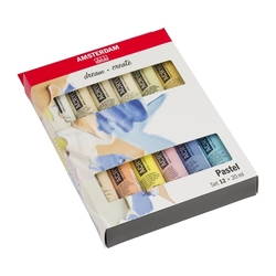 Royal Talens AMSTERDAM PASTELOVÉ ODSTÍNY - akrylové barvy v tubě - sada 12 x 20 ml