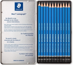 Staedtler Mars Lumograph Drawing pencils - grafitové tužky - sada 12 tvrdostí - v plechu