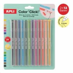 APLI Color Click - náhradní tuhy pro stiskací pastelky - 2 x 12 barev