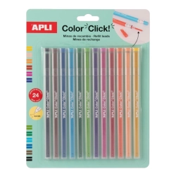 APLI Color Click - náhradní tuhy pro stiskací pastelky - 2 x 12 barev