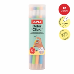 APLI Color Click - stiskací pastelky s náhradní náplní - 12 barev
