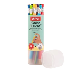 APLI Color Click - stiskací pastelky s náhradní náplní - 12 barev