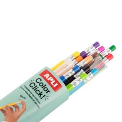 APLI Color Click - stiskací pastelky s náhradní náplní - 12 barev