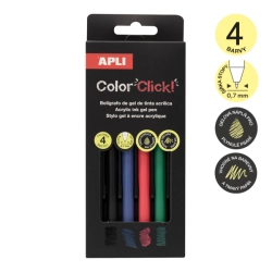 APLI Color Click Acrylic Gel pen - sada gelových per - BASIC - 4 ks