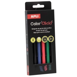 APLI Color Click Acrylic Gel pen - sada gelových per - BASIC - 4 ks
