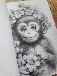 Baby Cute Animals Grayscale Coloring Book- Max Brenner 
