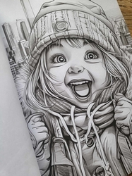 Baby Girl Winter Grayscale Coloring Book - Max Brenner