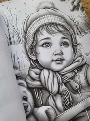 Baby Girl Winter Grayscale Coloring Book - Max Brenner