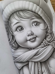 Baby Girl Winter Grayscale Coloring Book - Max Brenner