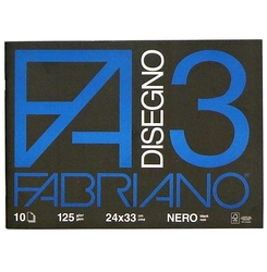 Fabriano Disegno 3 NERO - černý skicák (125 g, 24 x 33 cm)