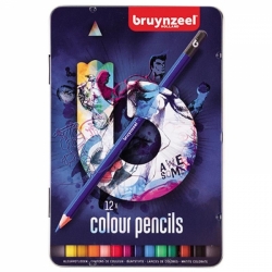 Bruynzeel HOLLAND - barevné pastelky - sada 12 kusů - MODRÁ VERZE