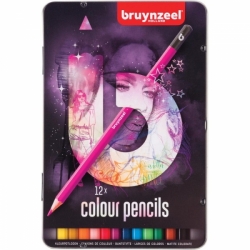 Bruynzeel HOLLAND - barevné pastelky - sada 12 kusů - RŮŽOVÁ VERZE