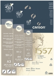 CANSON 1557 CROQUIS skicák - lepený (120g/m2, 50 archů) - různé velikosti