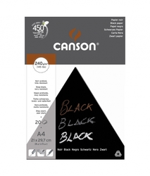 CANSON BLACK černý skicák - lepený (240 g/m2, 20 archů) -  různé varianty