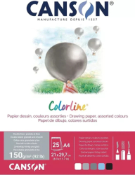 CANSON Colorline skicák lepený A4, 25 listů, 150 g - 5 studených odstínů