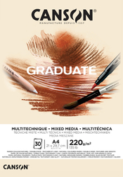 CANSON Graduate Mix Media skicák lepený - 220 g/m2 - 30 listů NATURAL