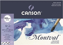 CANSON Montval Aquarelle 300 g/m2 - 12 archů - A3