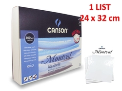 CANSON Montval Aquarelle 300 g/m2 - 24 x 32 cm - 1 list