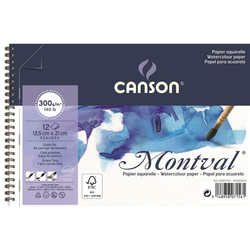 CANSON Montval Aquarelle 300 g/m2 - 12 archů - 24 x 32 cm - kroužková vazba