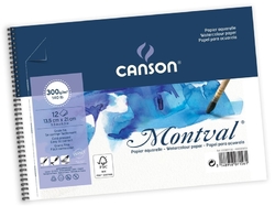 CANSON Montval Aquarelle 300 g/m2 - 12 archů - 24 x 32 cm - kroužková vazba