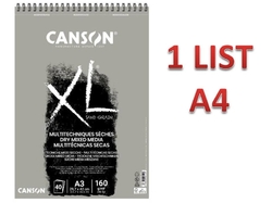 CANSON XL Mixed Media DRY - GRAY - 160 g/m2 - A4 - 1 LIST