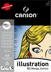 CANSON Illustration skicák - lepený (250g/m2, 12 archů) - A4 
