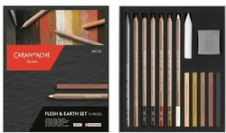 Caran d'Ache - Flesh & Earth set - sada pro kresbu pastelem - 15 kusů