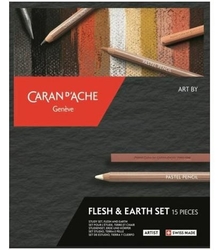 Caran d'Ache - Flesh & Earth set - sada pro kresbu pastelem - 15 kusů