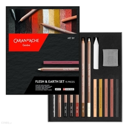 Caran d'Ache - Flesh & Earth set - sada pro kresbu pastelem - 15 kusů