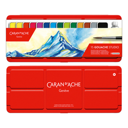 Caran d´Ache Gouache Studio Cakes - kvašové pánvičky - sada 15 barev