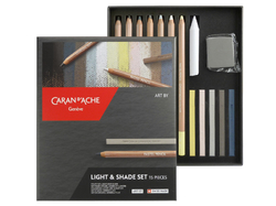 Caran d'Ache - Light & Shade set - sada pro kresbu pastelem - 15 kusů 