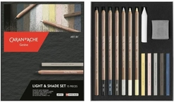 Caran d'Ache - Light & Shade set - sada pro kresbu pastelem - 15 kusů 