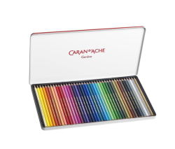 CARAN D'ACHE - Swisscolor - akvarelové pastelky  - sada 40 ks v plechové krabičce