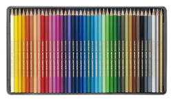CARAN D'ACHE - Swisscolor - akvarelové pastelky  - sada 40 ks v plechové krabičce