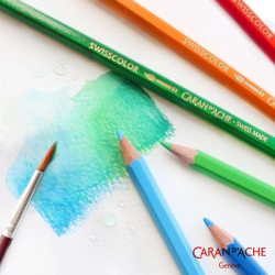 CARAN D'ACHE - Swisscolor - akvarelové pastelky  - sada 40 ks v plechové krabičce