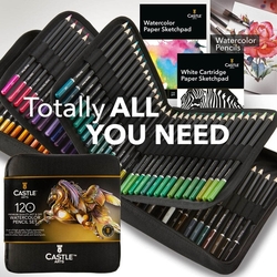 Castle Art Supplies - Watercolor pastelky - sada 120 ks - v zipovém pouzdru