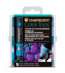 Chameleon COLOR TOPS - tónovací fixy - sada COOL TONES - 5ks - barevné nástavce