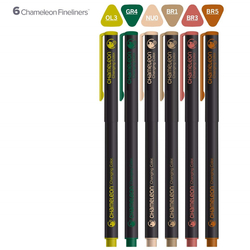 Chameleon Fineliner Changing colors - tónovací linery - sada 6 ks - NATURE TONES