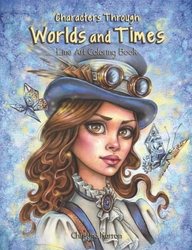 Characters Through Worlds and Times - Line Art Coloring Book - Christine Karron - čistá verze bez stínů