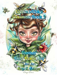 Color'n'Chics 2 - Fantasy Fairy Portraits - Line Art Coloring Book - Derya A. Çakırsoy - verze bez stínů