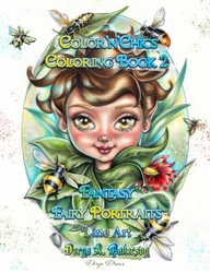 Color'n'Chics 2 - Fantasy Fairy Portraits - Line Art Coloring Book - Derya A. Çakırsoy - verze bez stínů