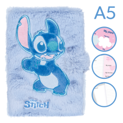 Colorino Stitch Fluffy - měkoučký uzavíratelný zápisník - A5 - světle modrý