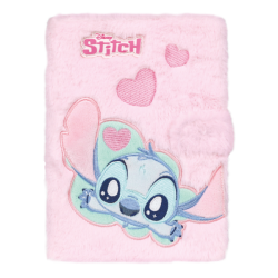 Colorino Stitch Fluffy - měkoučký uzavíratelný zápisník - A5 - světle růžový