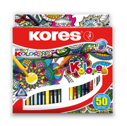 KORES - Pastelky trojhranné - Mandalas - 50 ks