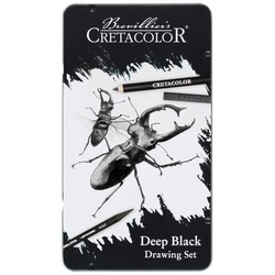Cretacolor Deep Black Drawing set - sada 10 ks v plechové dóze