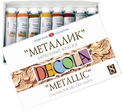 DECOLA - Metalické akrylové barvy - sada 8 ks x 18 ml