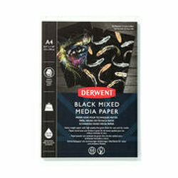 Derwent Black Mixed Media Paper - A4, 12 listů, 300g/m2