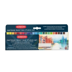 Derwent Inktense Paint Pan Travel Set - akvarelové pánvičky -  sada 24 ks